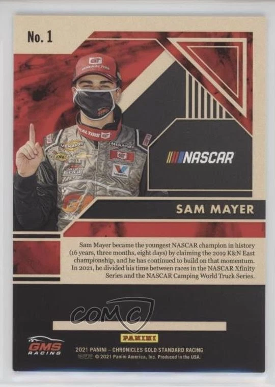 2021 Panini Chronicles Gold Standard Red 7/99 Sam Mayer #1 - Image 2 of 3