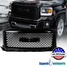 Fit 2014-2015 Gmc 14-15 Sierra 1500 Abs Glossy Black Honeycomb Front Hood Grille