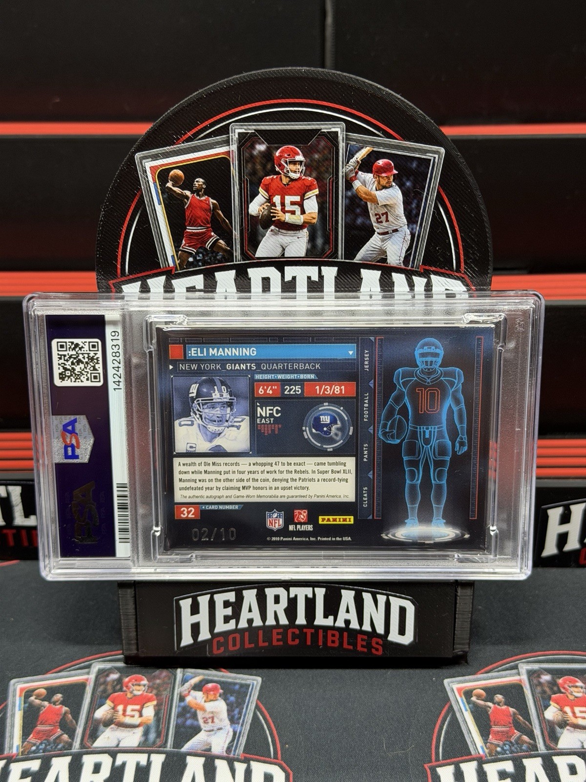 Eli Manning 2010 Absolute Tools Of The Trade Game Worn Patch Auto /10 PSA view 2