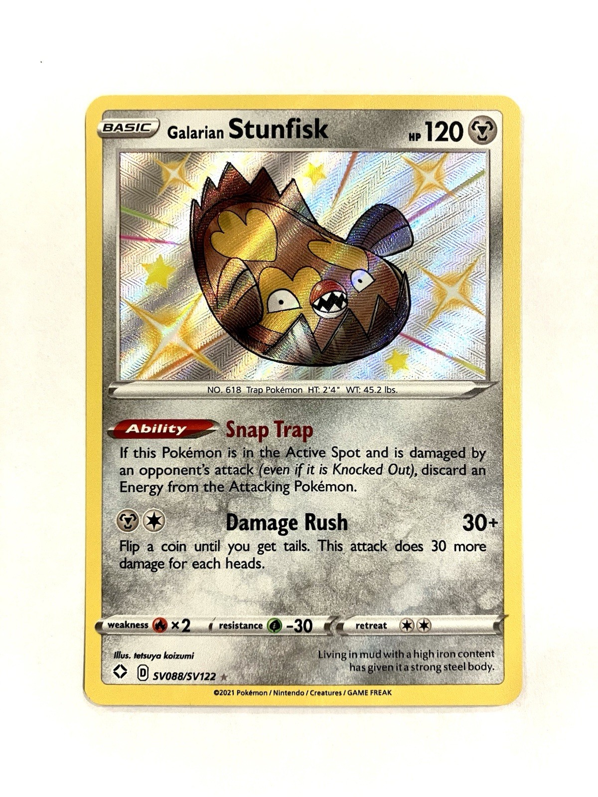 Galarian Stunfisk SV088/SV122 Shining Fates Shiny Vault Pokemon TCG Card NM