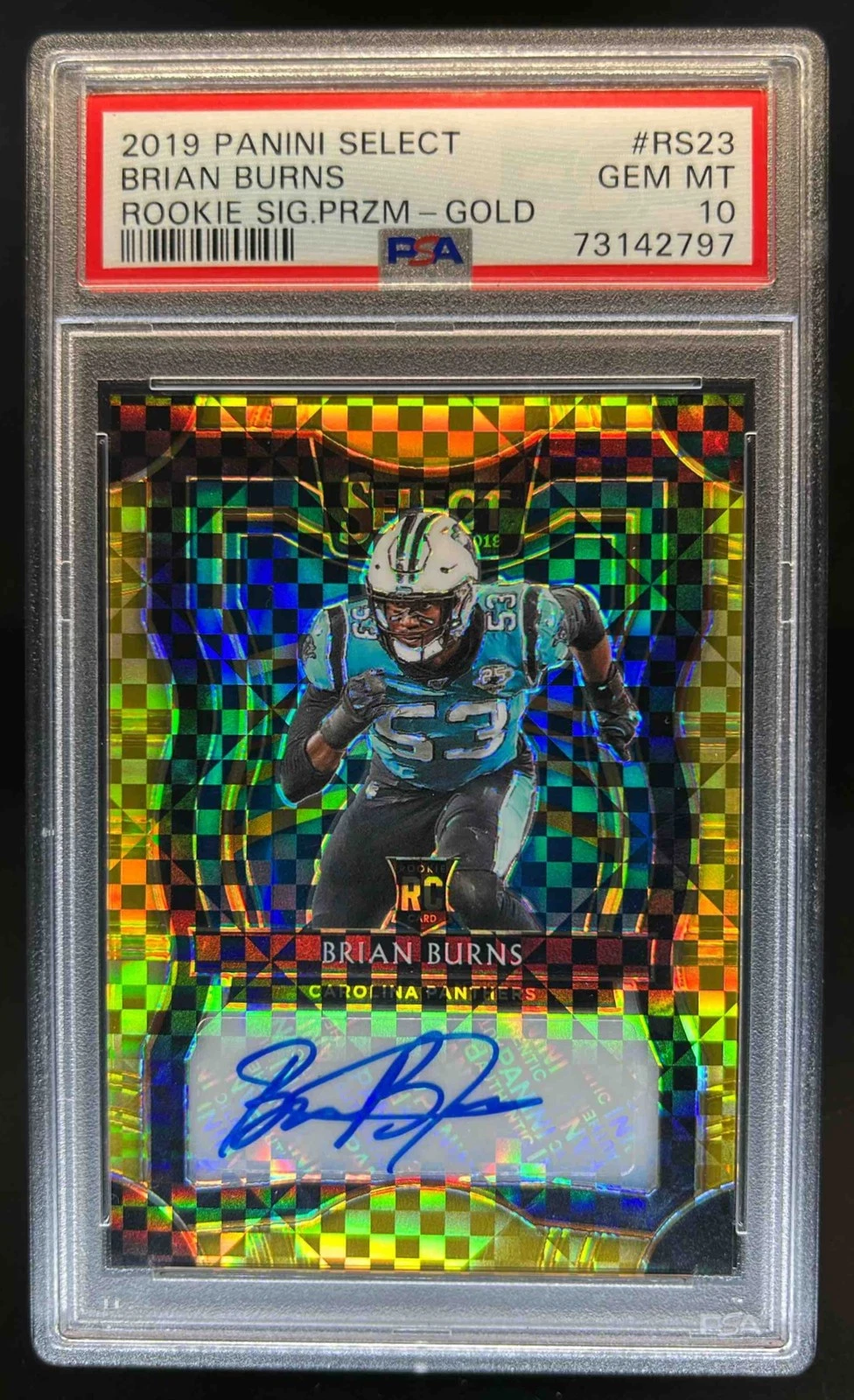 Brian Burns Panini Select Rookie Signature Prizm #RS23 Gold