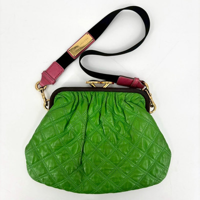 Marc Jacobs Stam Schultertasche Y2K grün gesteppt Kisslock authentisch aus Japan