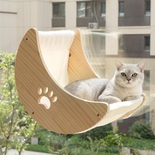 New Cat Window Perch Hammock Bed for Indoor Cats Wooden Moon Shelves with Strong