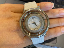 Versace Watch Women Sapphire Crystal-Stainless Steel Swiss Made Genuine Leather.