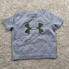 Under Armour Kids Gray Heather Short Sleeve T Shirt Logo Size 12 Months