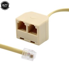 1 To 2 Ways RJ11 6P4C Male Telephone Jack Line Cord Female Splitter adapter Lan