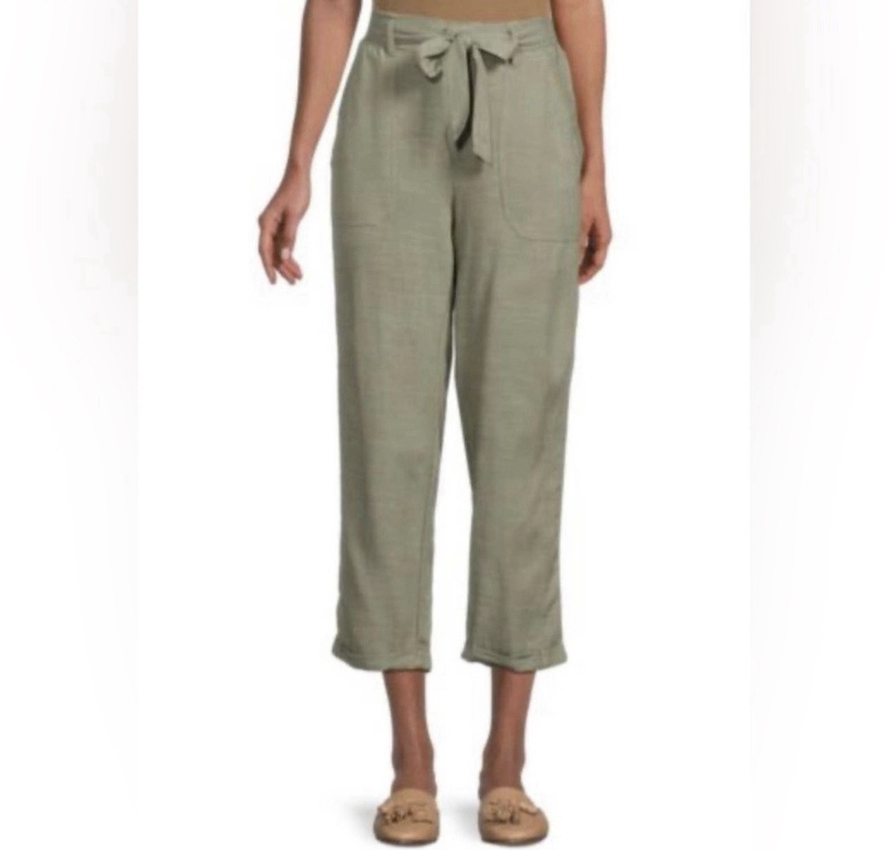 Democracy Sage High Rise Tie Waist Patch Pocket Cropped Pants Size 14