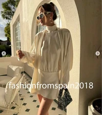 ZARA NEW WOMAN SATIN FOULARD SHORT DRESS OYSTER WHITE XS-XXL 4661/215/251