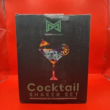 Modern Mixology 8-Piece Bartender Kit Cocktail Shaker Set with Wood Stand New