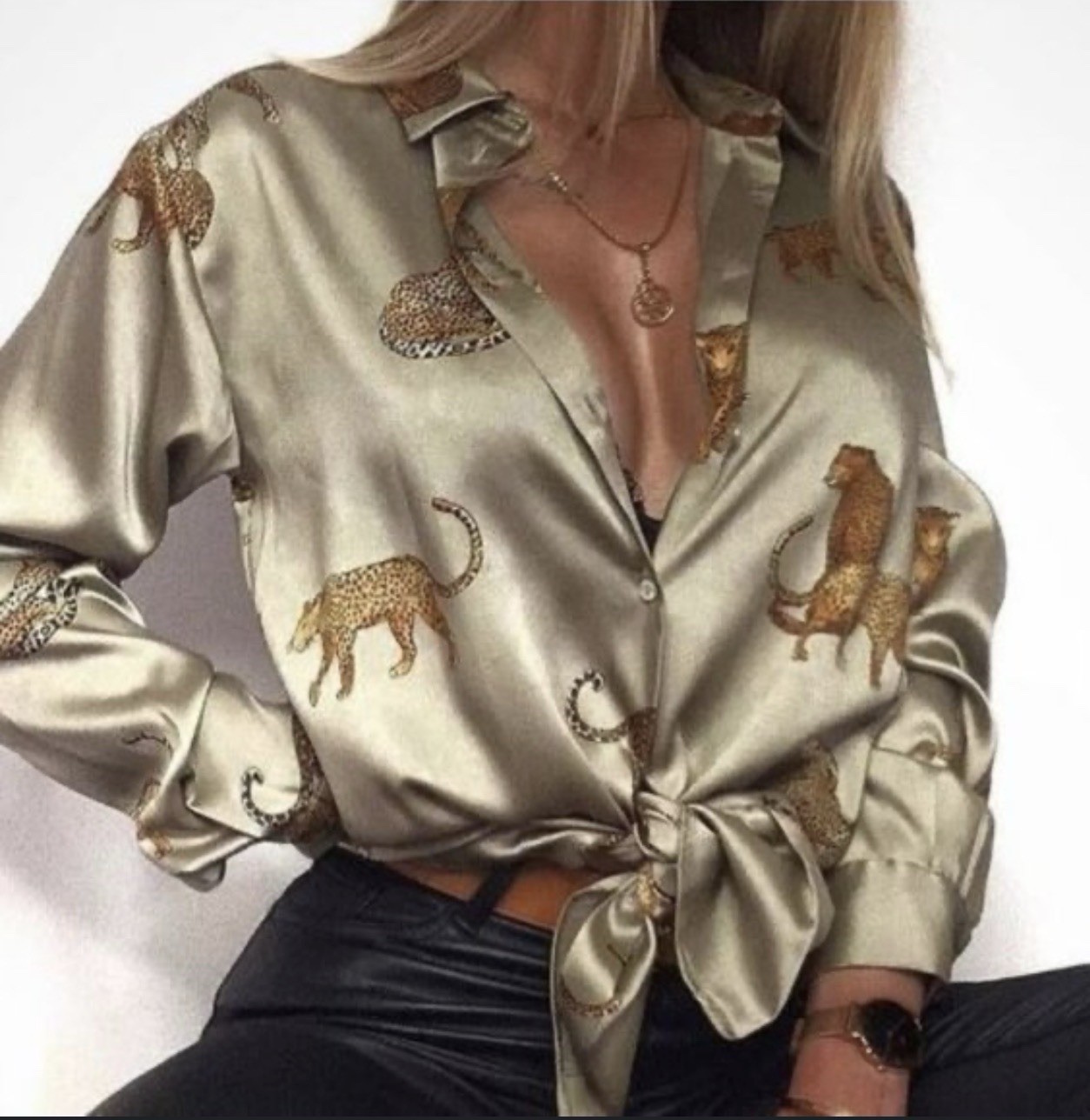 Zara Leopard Print Pattern Blouse size Medium - image 1