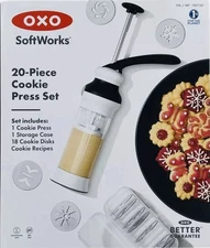 OXO Softworks 20 Piece Christmas Holiday Cookie Press Set