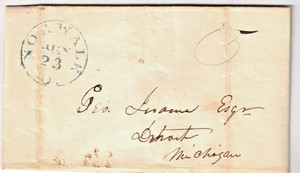 1848 (?) Blue Norwalk, Ohio Stampless Cover