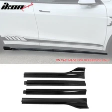 Fits 20-24 Tesla Model Y IKON V3 Style Gloss Black Side Skirts Diffuser Lip ABS