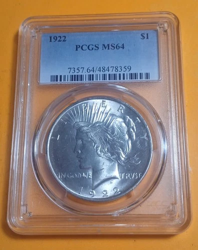 1922 1$ MS64 PCGS PEACE DOLLAR BEAUTIFUL 90% SILVER U.S COIN!!!!!!!!!!!!!!!!!!!!