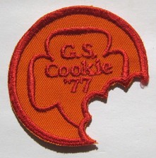 Vintage Girl Scout 1977 COOKIE SALES PATCH "Take A Bite" Selling Badge Award