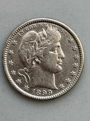 1899-O Barber Quarter--Beautiful AU+ Coin--Likely Cleaned
