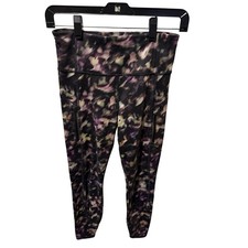 Athleta Rainier High Rise Reflective Print Leggings   Lyra Garden Black/Pink   S