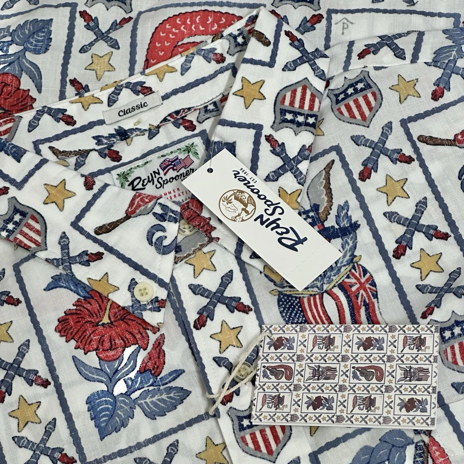 Reyn Spooner USA Commemorative Hawaiian Shirt SS Limited Issue Men’s L White
Opens in a new window o