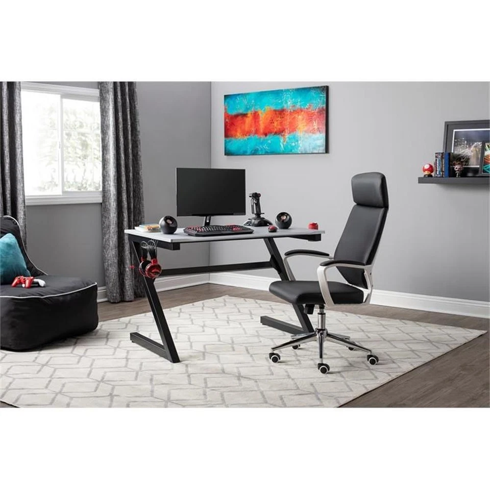 Escritorio de computadora de madera SD Gaming Zone 52" con taza y soporte para auriculares en negro Foto 2 de 4