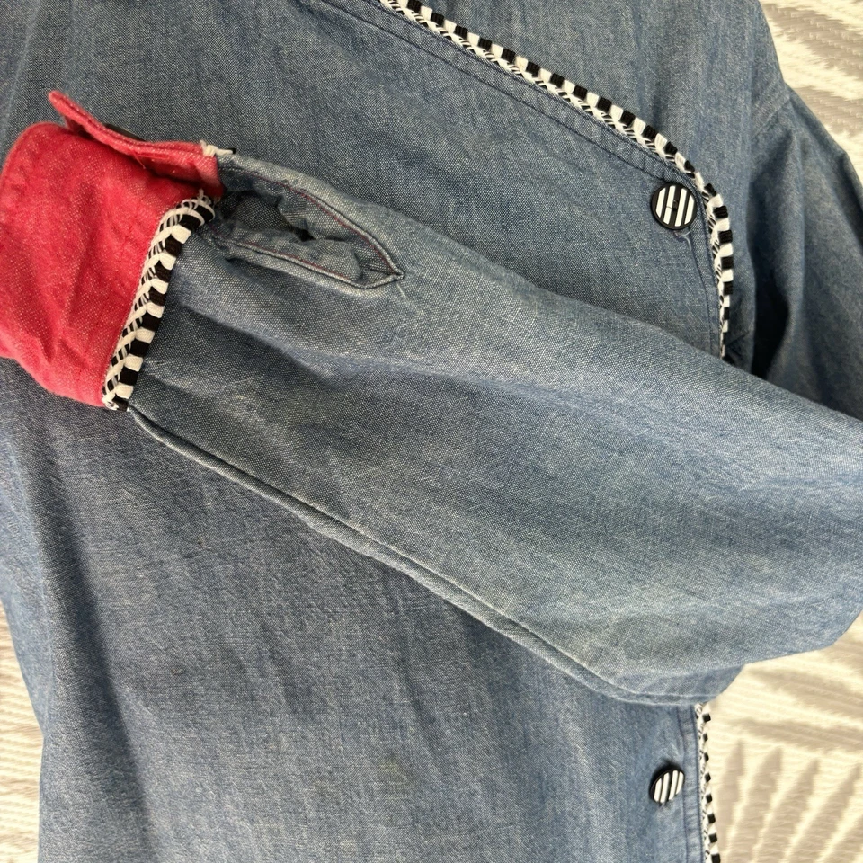 Camisa Denim Vintage Montañas Rocosas Asimétrica Abotonada Oeste EE. UU. Talla M Foto 4 de 4