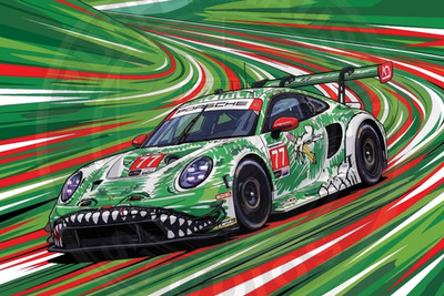 AO Racing Rexy Porsche 911 GT3 R Art Print, Laguna Seca IMSA Wall Art