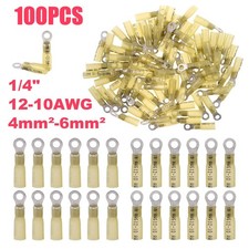 Heat Shrink Ring Terminals 12-10 AWG Wire Crimp Connectors Waterproof 1/4" US