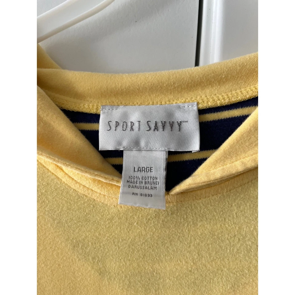 Sudadera con Capucha Sport Savvy de Algodón Amarillo con Detalle de Cuello Marinero Talla L Foto 4 de 4