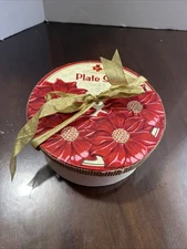 8" Poinsetta Holiday Dessert Plates Set Of 4 Boston Warehouse Trading Co 2003