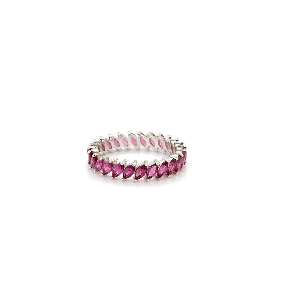 14k White Gold Rhodonite Marquise Band Ring – Bold & Feminine Statement for Her - Image 4 of 4