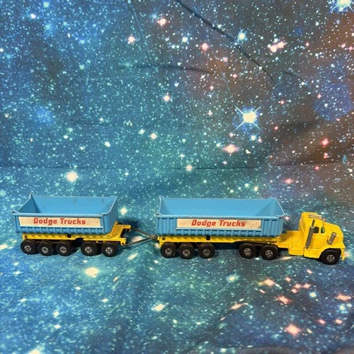 Matchbox green Lesney King Size K-16 Dodge Tractor w/ Twin Tipper Train vintage