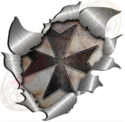 130MM Metal RipOpen Sticker Maltese German Iron Cross Rat Rod Rat look ...