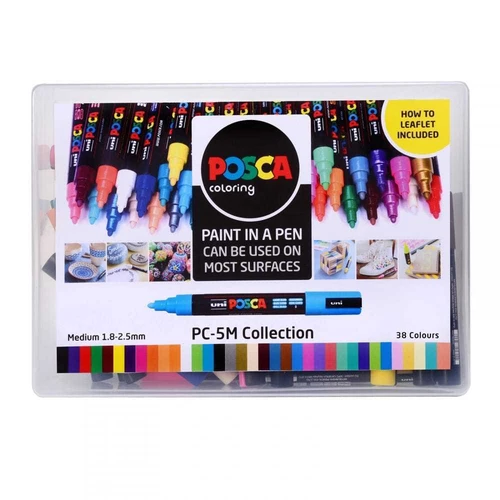 Uni POSCA Marker Pen PC-5M - Medium 2.5mm - Collection Box of 39 Colours