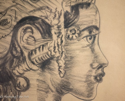 Beautiful Vintage Indian Female Drawing after Atul Dodiya, Ghatkopar Girlfriend - Picture 5 of 7