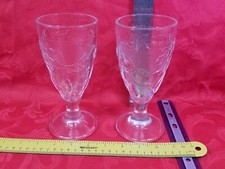 Set of 2 Arcoroc France Clear Molded Embossed...