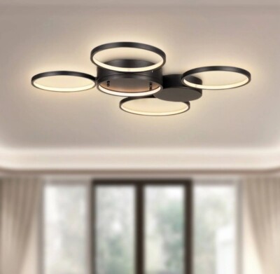 ExBrite ShadowRing 5-Light 27.58-in Matte Black LED Flush Mount Light 