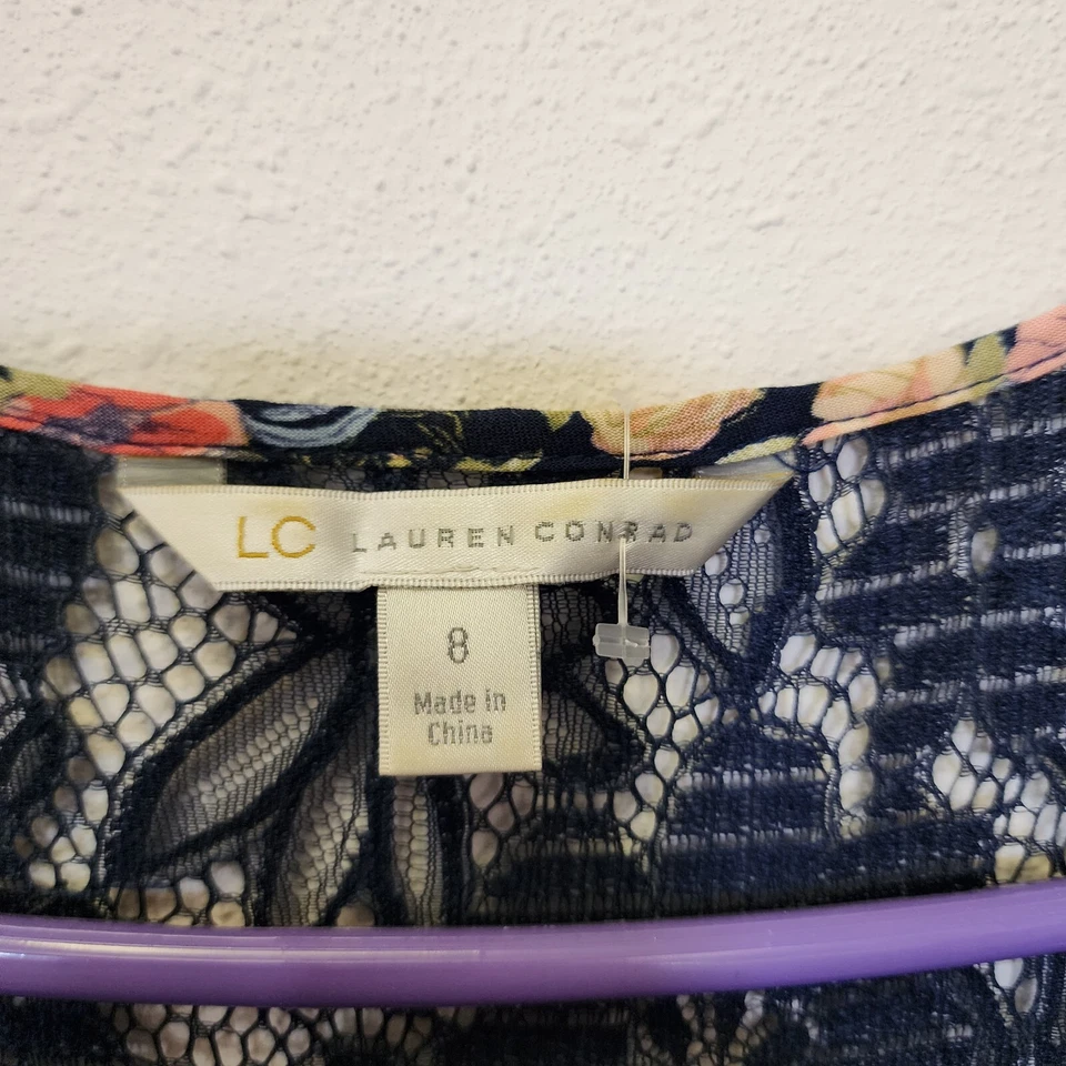 Vestido Lauren Conrad 8 Colorido Floral Encaje Crochet Hadas Jardín Caprichoso Verano Foto 4 de 4