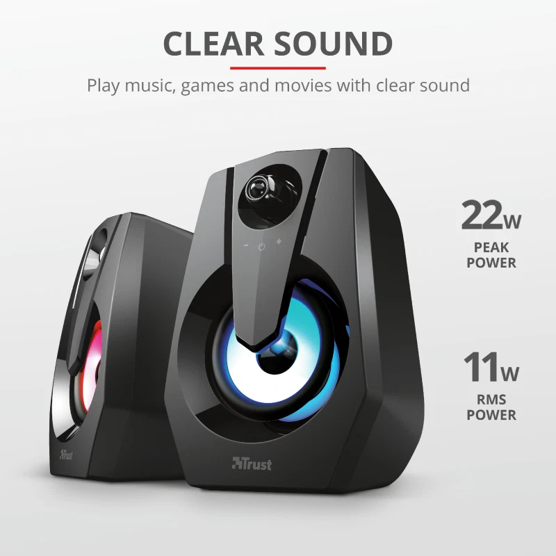 Set di altoparlanti casse stereo 2.0 illuminazione RGB PC Laptop Gaming Speaker - Immagine 4 di 4