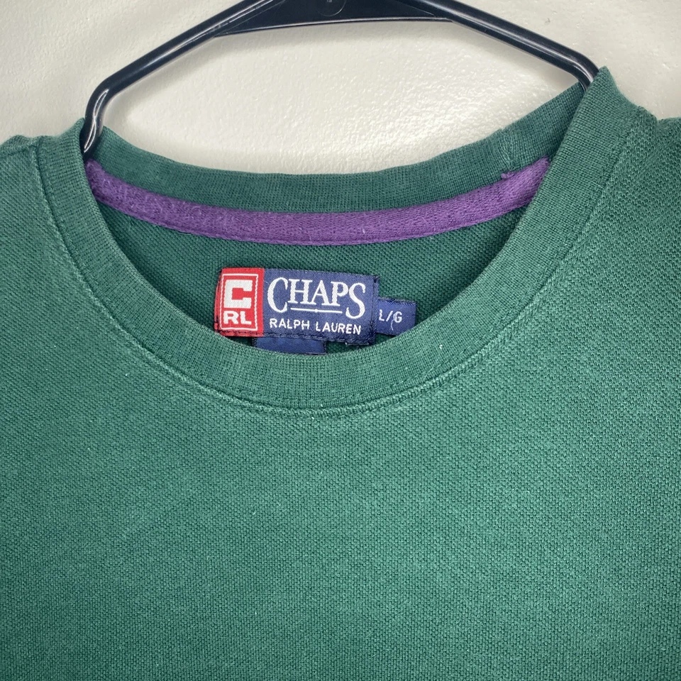 Sudadera Chaps Ralph Lauren Para Hombre Talla L Verde Y2K Informal Logo 100% Algodón Foto 4 de 4