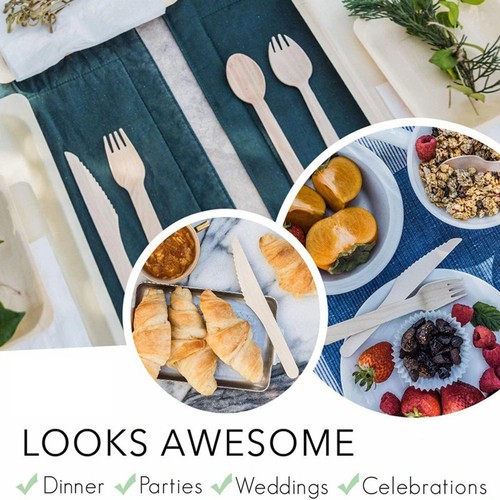 50-1000x Disposable Wooden Wood Spoons Eco friendly Compostable Wedding Party AU - Picture 8 of 15