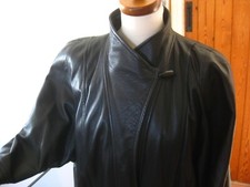M&s Vintage Leather Coat 12 10 Jacket 80s 90s New Wave Relaxed Fit Oversize