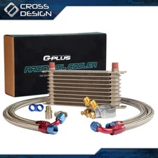 10 Row Fit For Universal Engine Aluminum Oil Cooler +Filter Adapter Hose Kit