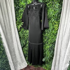 BCBGMAXAZRIA Dress $428 Small Black Bohemian Whimsy Beaded Gown NWT 1901