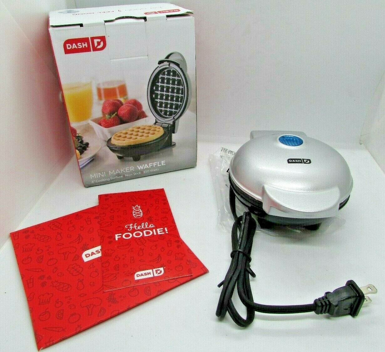 Compact Mini Waffle Maker for Waffles Panini Hash Browns in Sleek Silver Design – NEW-image