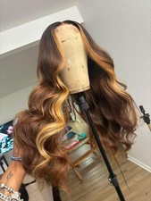 100 Women s Curly Human Hair 26 Color Is Blonde with Brown strips