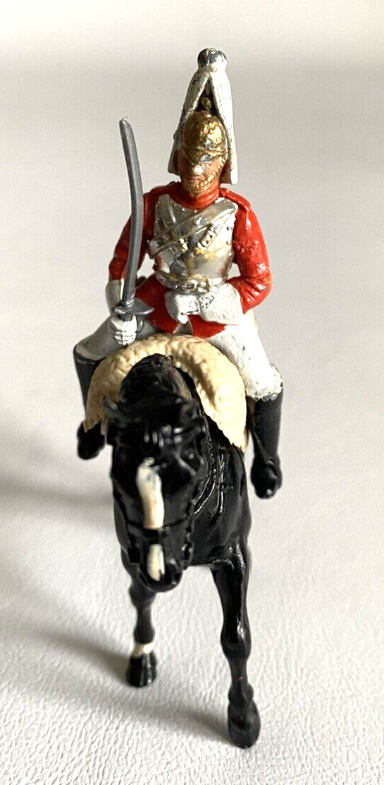 Vintage British Cast Iron Mounted Soldier Figurine 3.5"x3.5"