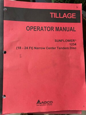 SUNFLOWER 1234 18-24FT DISK OPERATOR MANUAL 9971063SNC