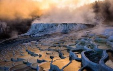 Landscape nature water mist hot spring terraces Custom Gaming Mat Desk