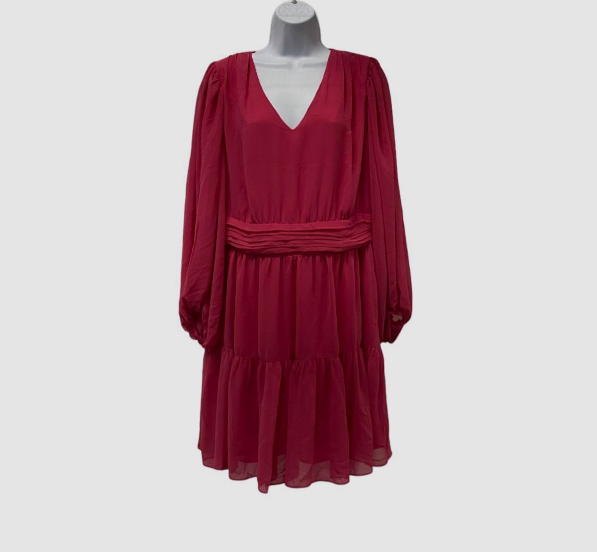 msk pink dress MSK Women Pink Chiffon Balloon-Sleeve Fit & Flare Dress Petite PXL