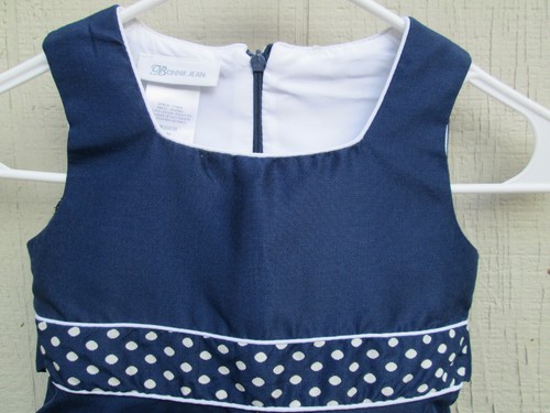 ❤ BONNIE JEAN girls navy twirl dress size 6 bow polka dot New w/ Defect - Picture 4 of 12