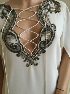 ROBERTO CAVALLI CRYSTALS  EMBELLISHED GOWN KAFTAN   IT40 US4